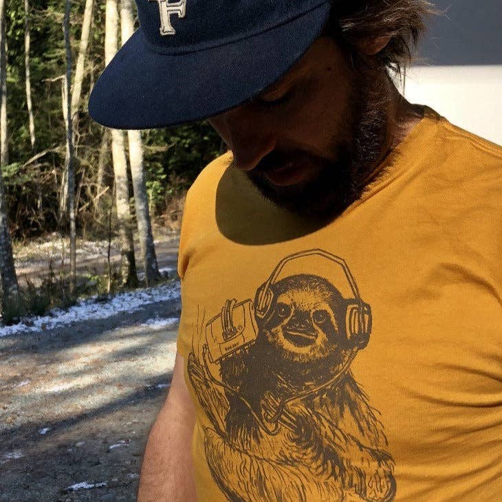 Slow Jams Sloth T Shirt: Mustard