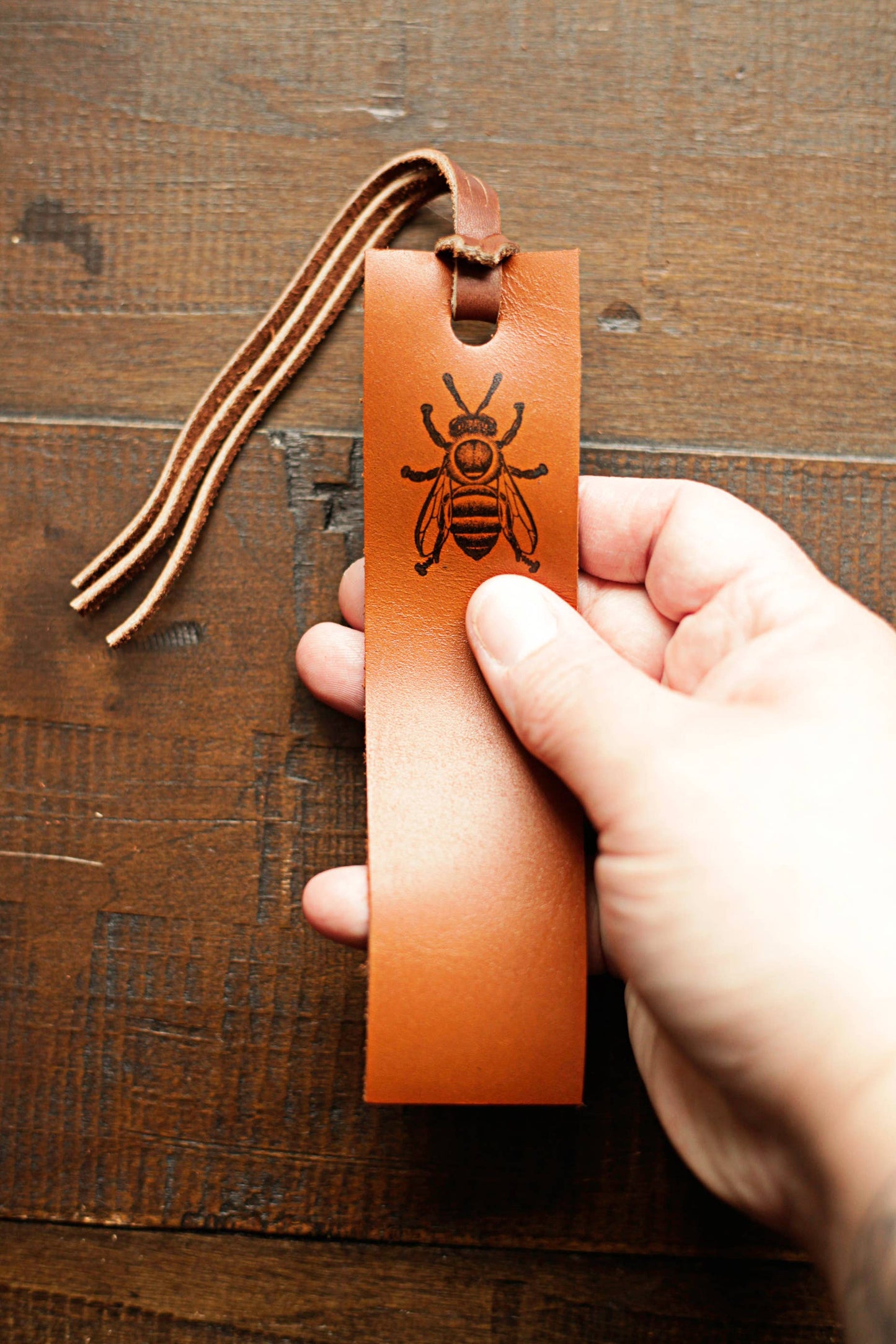Leather Bookmark - Honey Bee