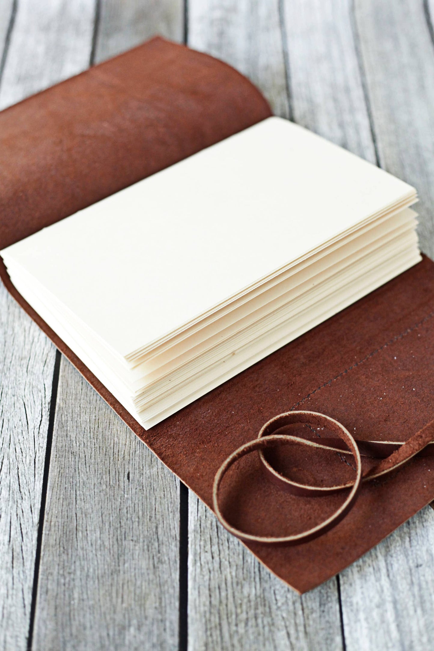 Large Leather Journal with Fern Print: Cream