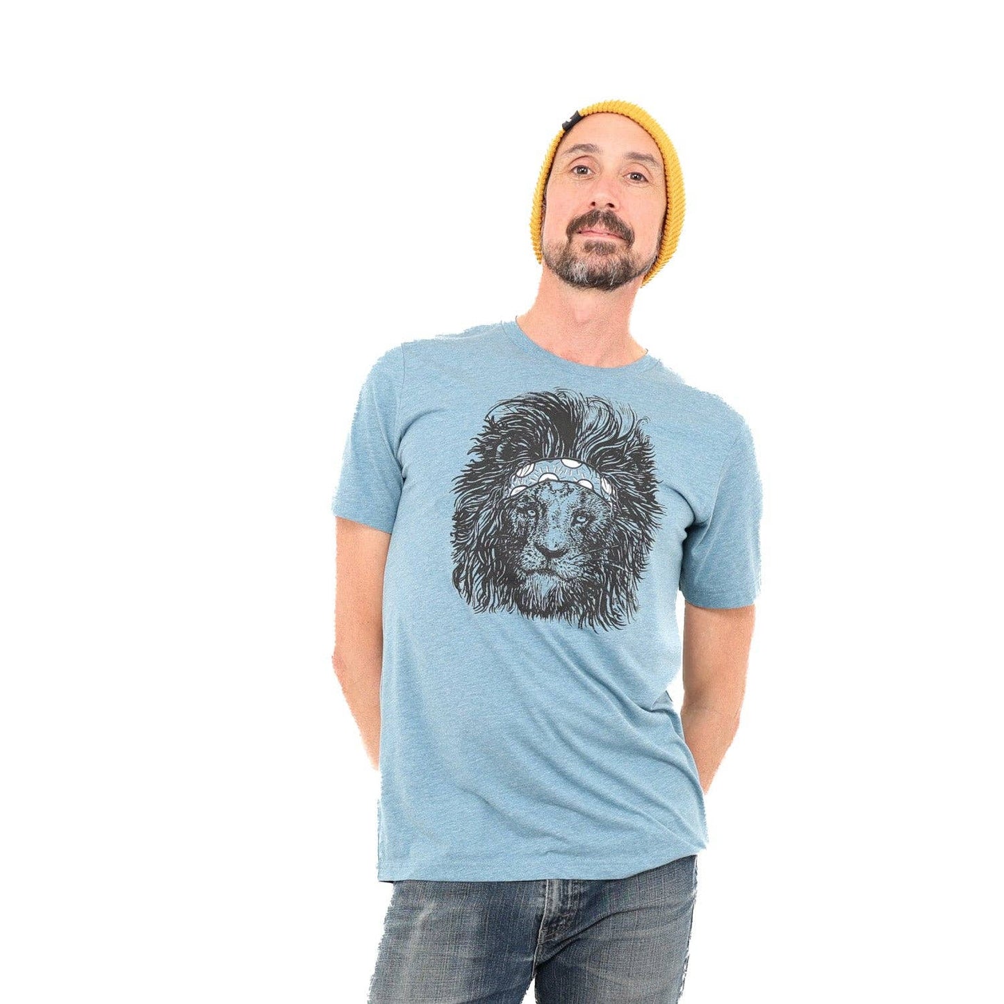 Headband Lion T Shirt: Denim Blue
