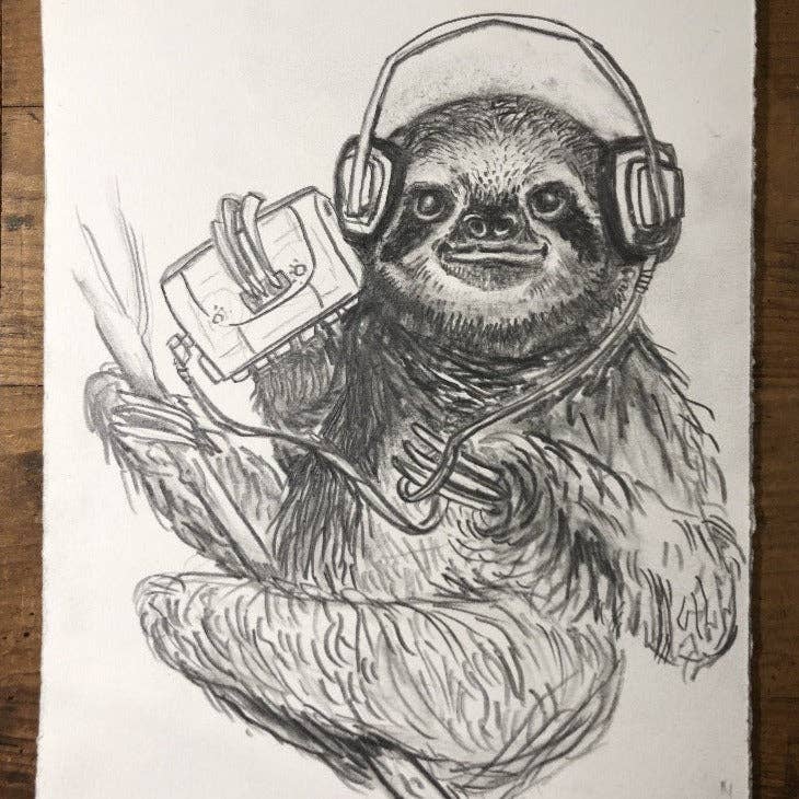 Slow Jams Sloth T Shirt: Mustard