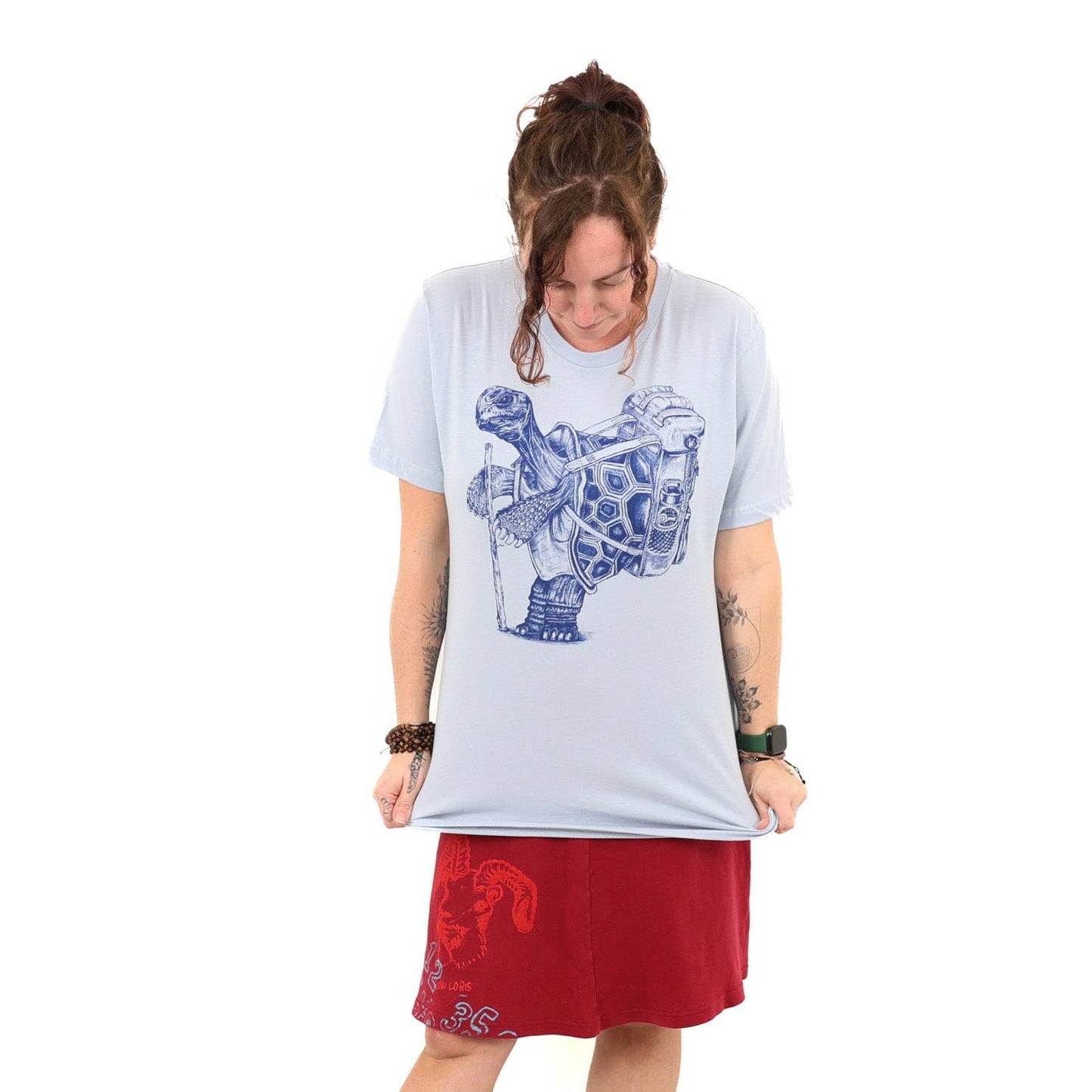 Hiking Tortoise T Shirt: Military Green