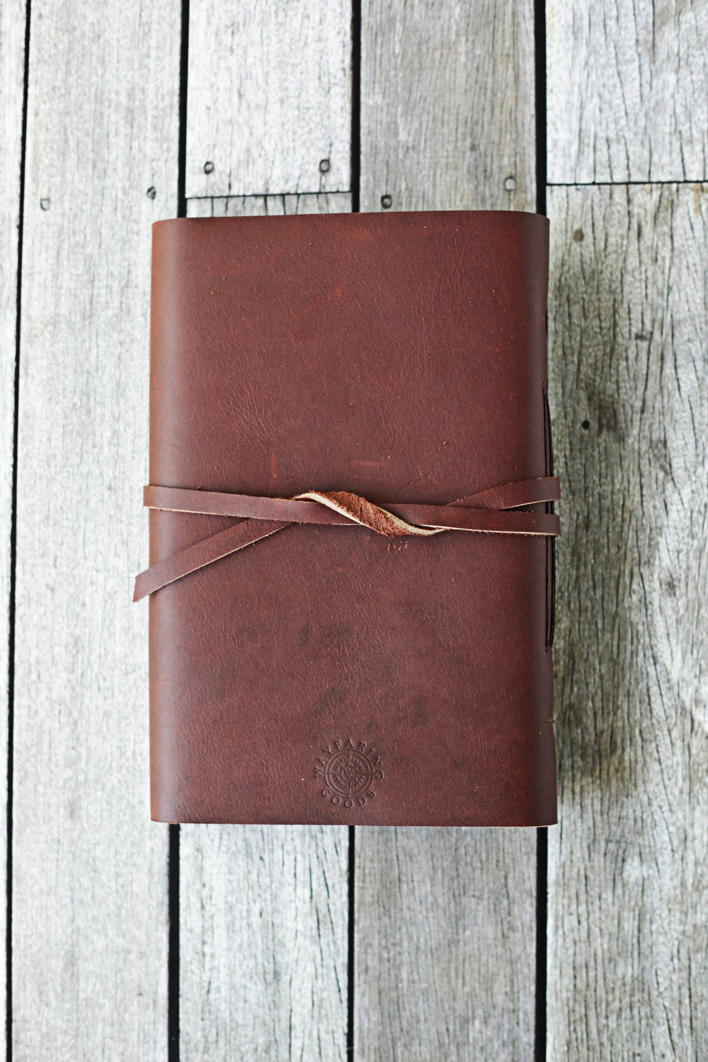 Large Leather Journal with Fern Print: Cream