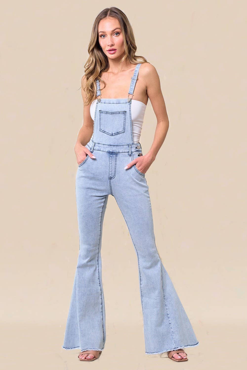 BELLBOTTOM DENIM OVERALLS - Light