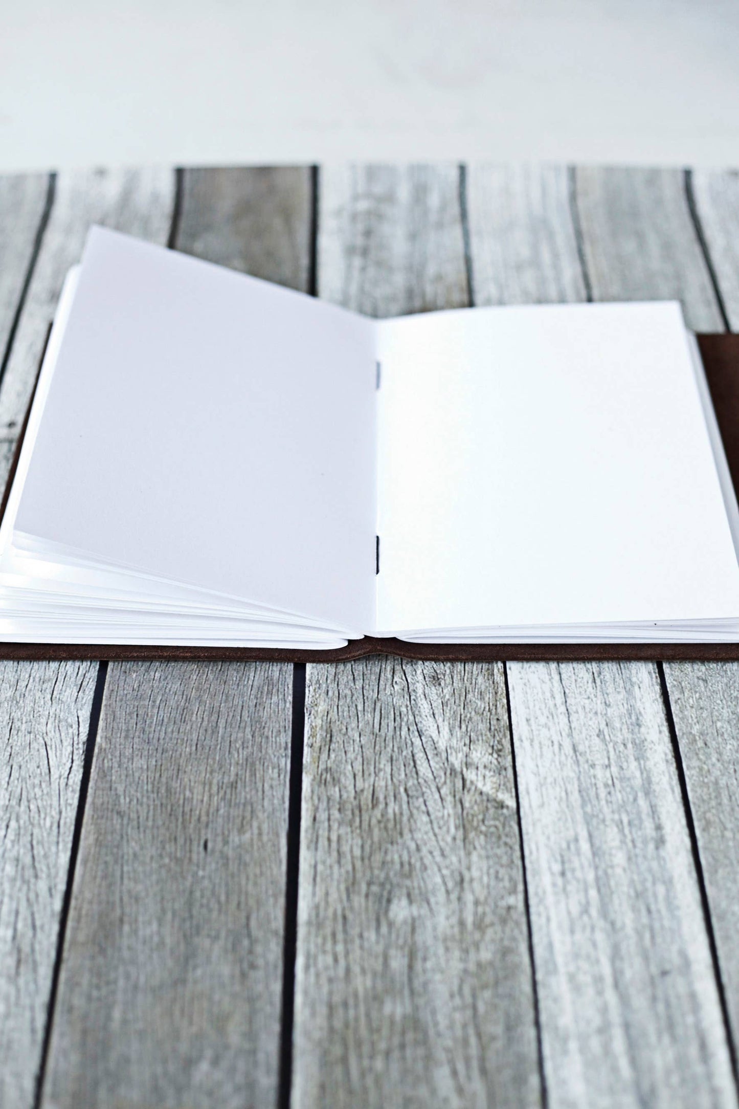Large Leather Journal with Fern Print: Cream