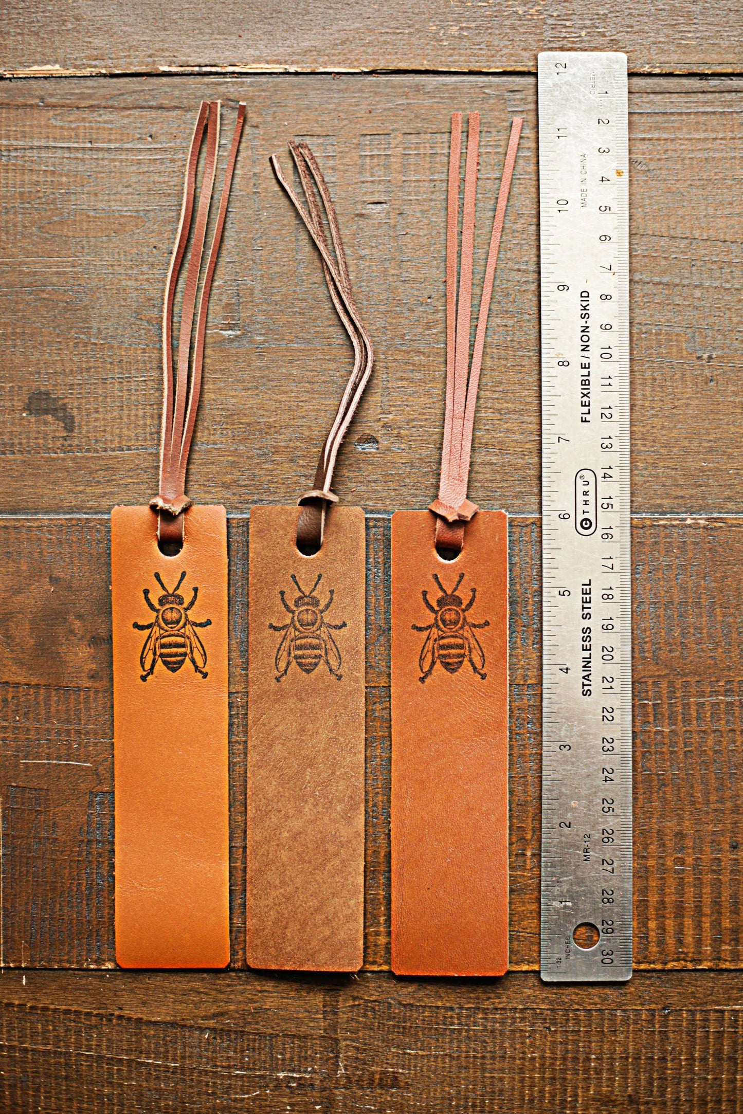 Leather Bookmark - Honey Bee
