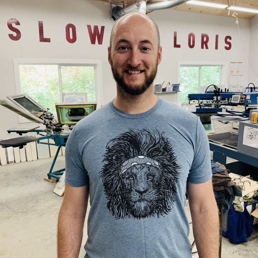 Headband Lion T Shirt: Denim Blue