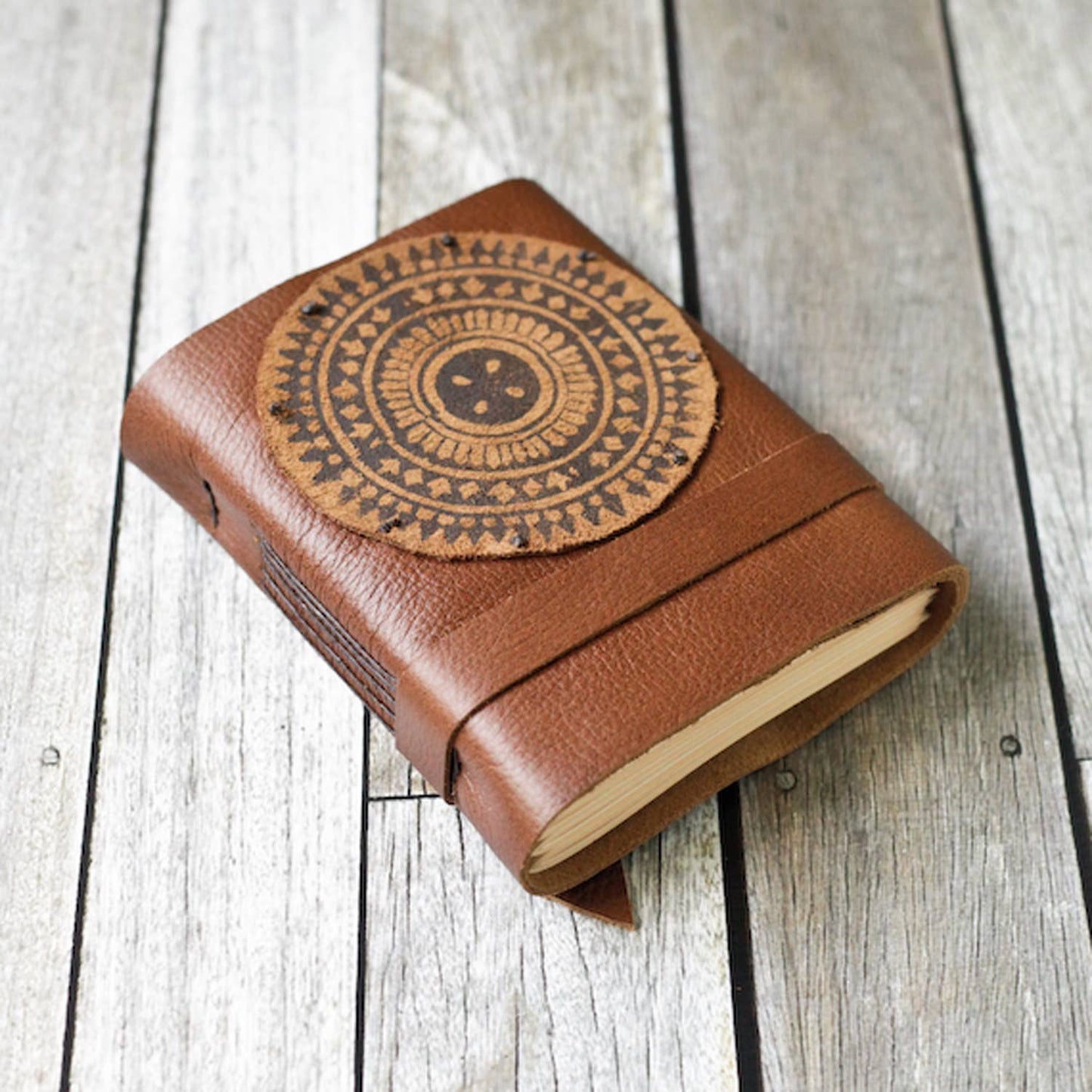 Leather Journal with Mandala Design