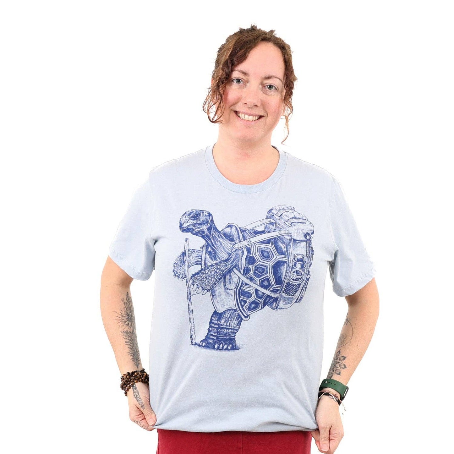Hiking Tortoise T Shirt: Military Green