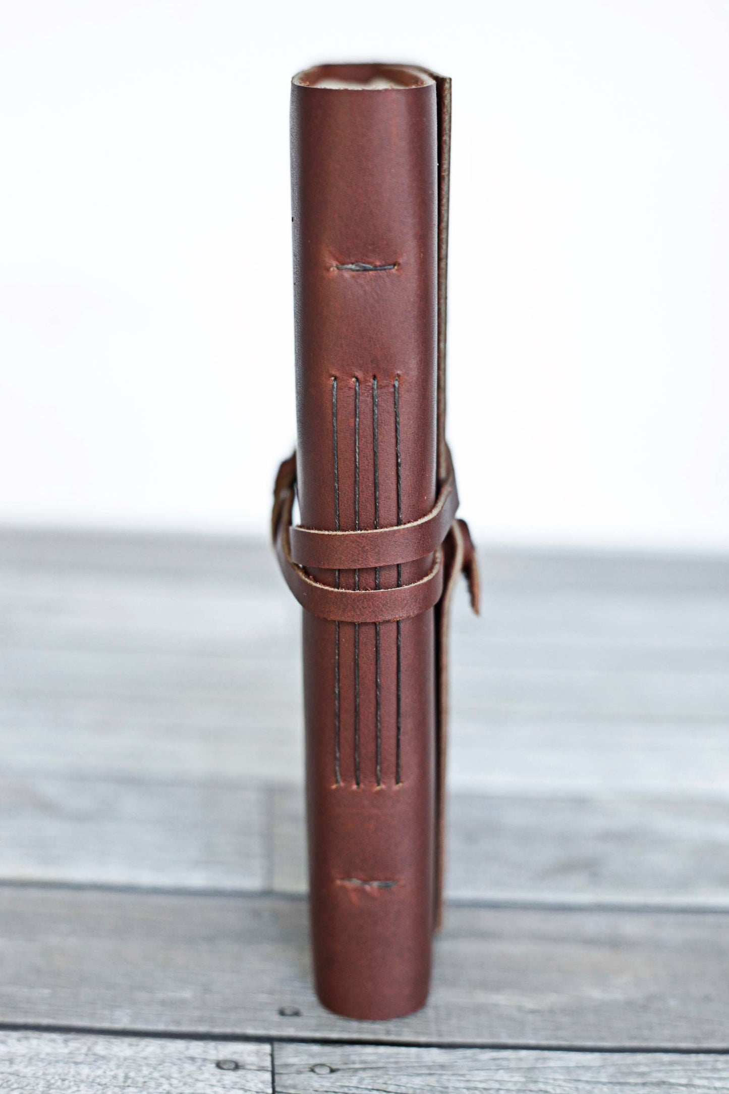 Large Leather Journal with Fern Print: Cream