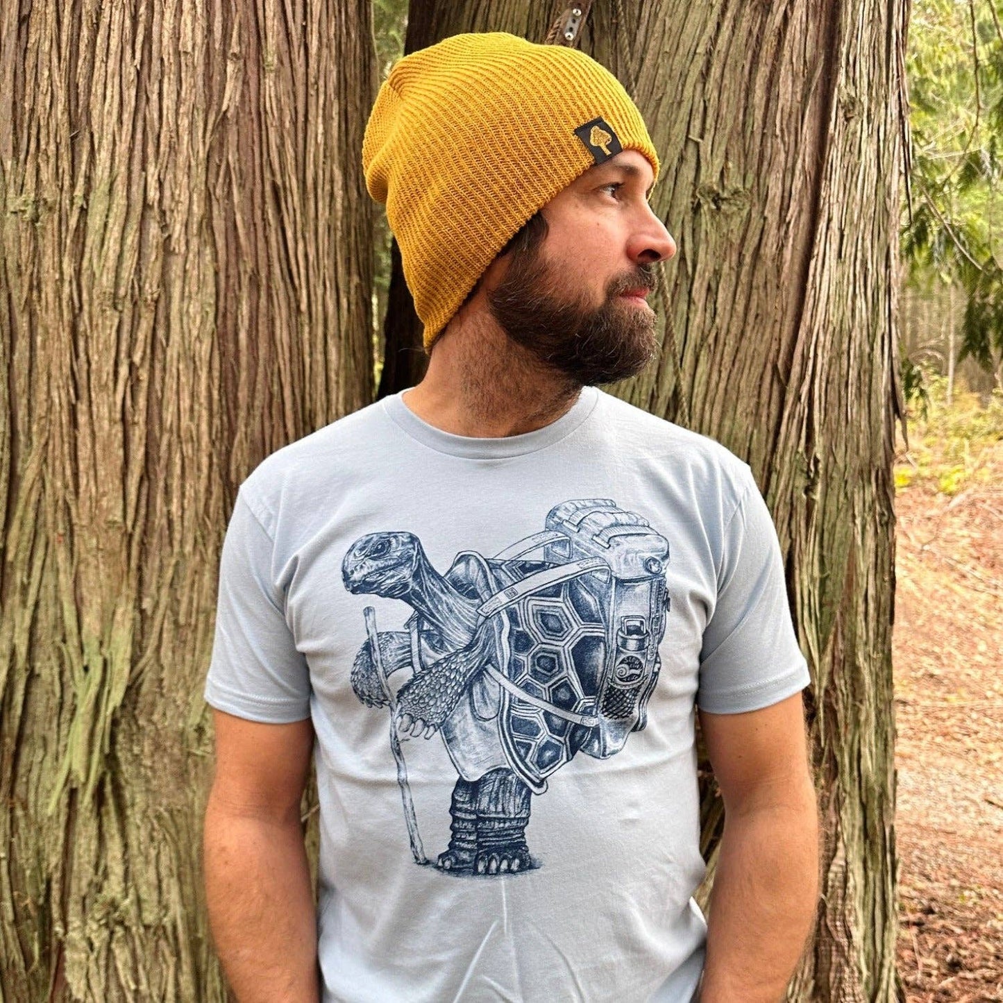 Hiking Tortoise T Shirt: Military Green