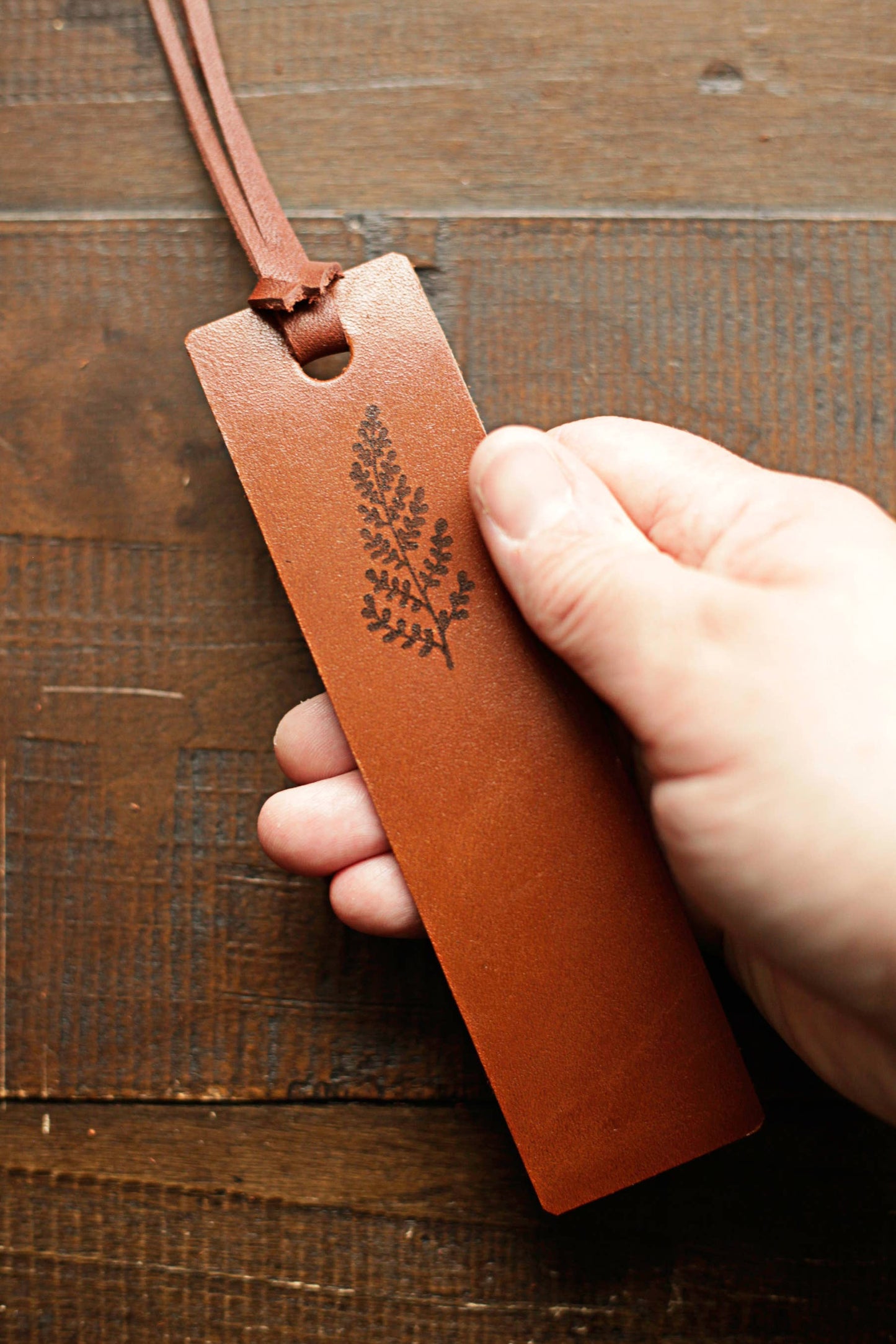 Leather Bookmark - Fern