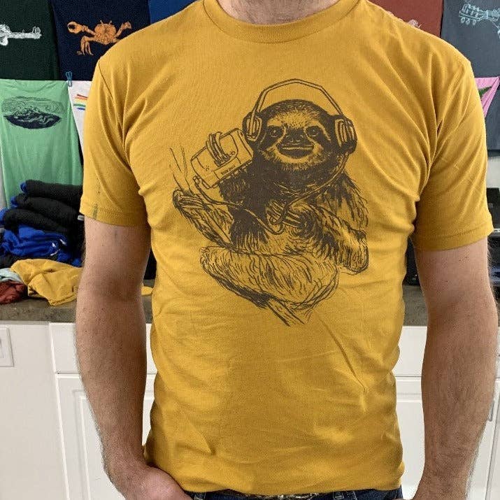Slow Jams Sloth T Shirt: Mustard