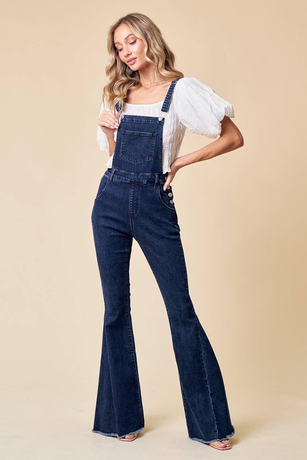 BELLBOTTOM DENIM OVERALLS - Dark