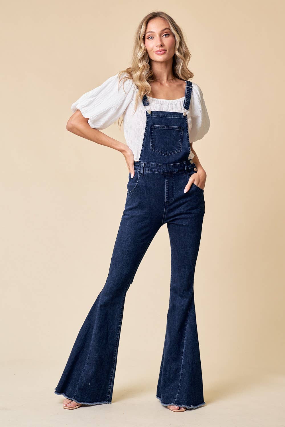 BELLBOTTOM DENIM OVERALLS - Dark