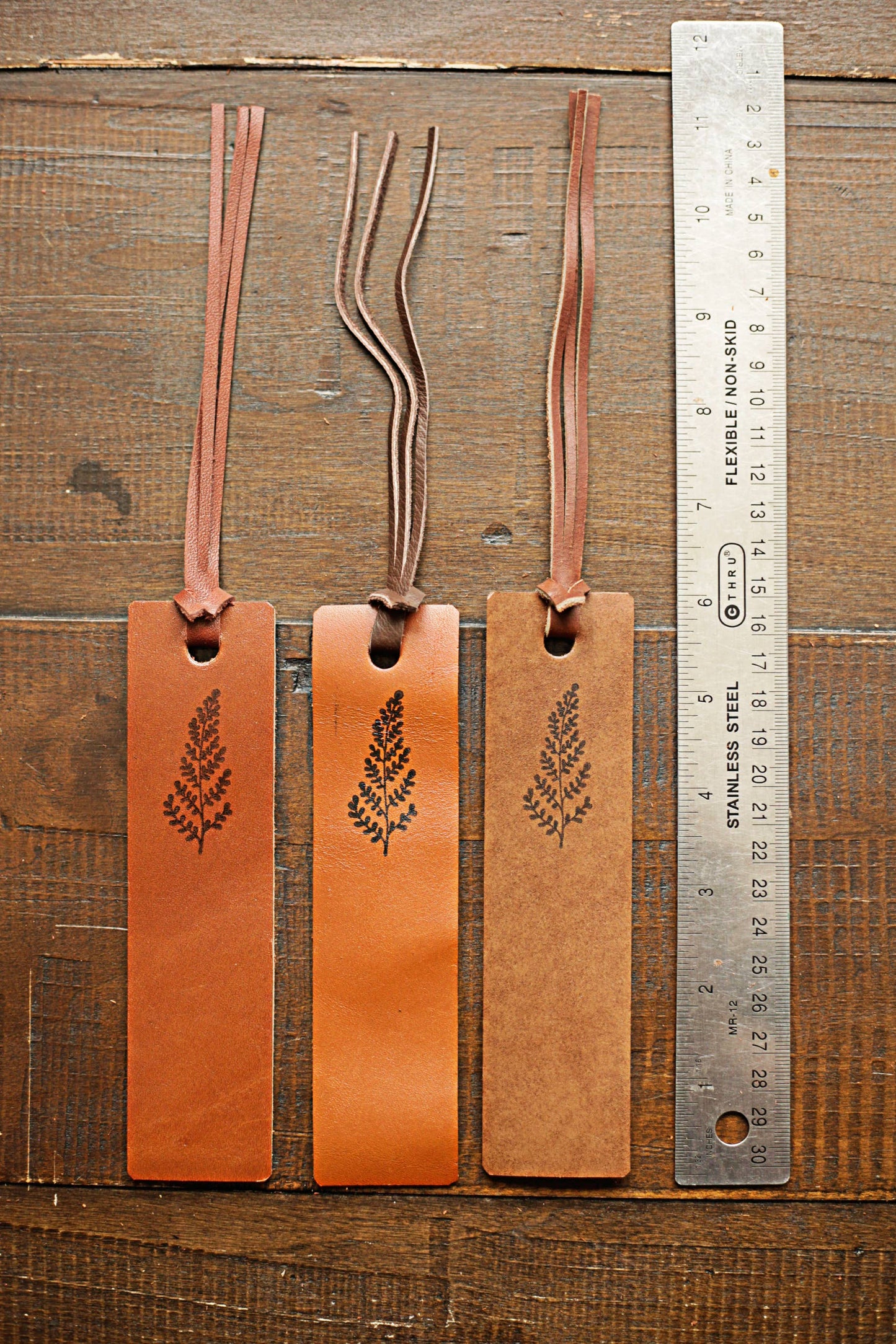 Leather Bookmark - Fern