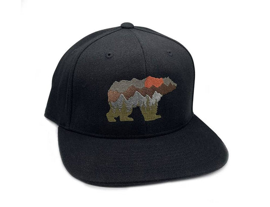 Bear and Mountain Hat: Snapback Flat