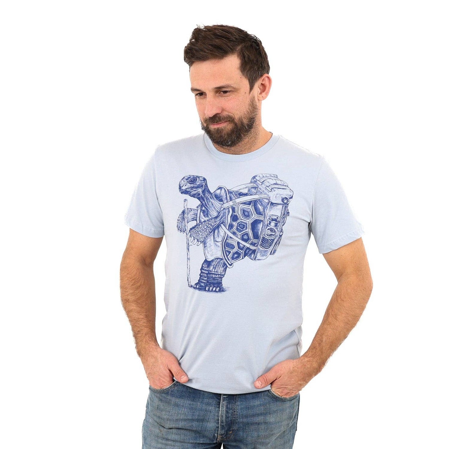 Hiking Tortoise T Shirt: Military Green
