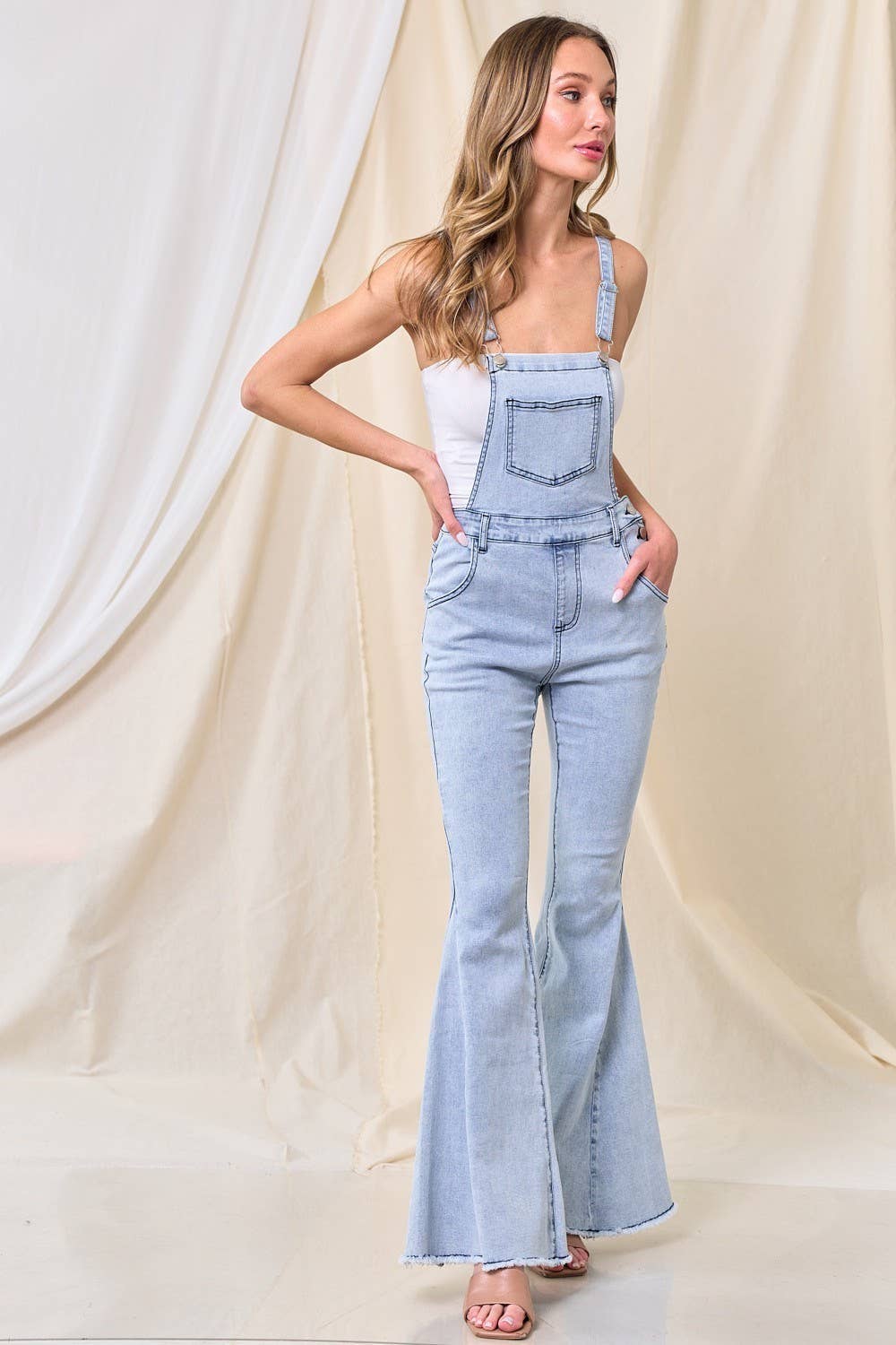 BELLBOTTOM DENIM OVERALLS - Light