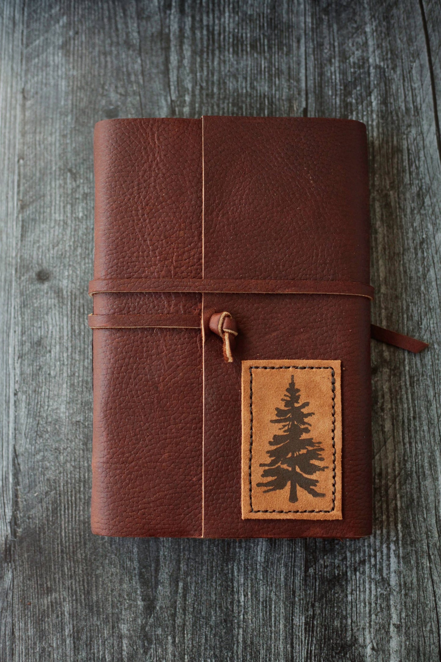 Large Leather Journal with Pine Tree