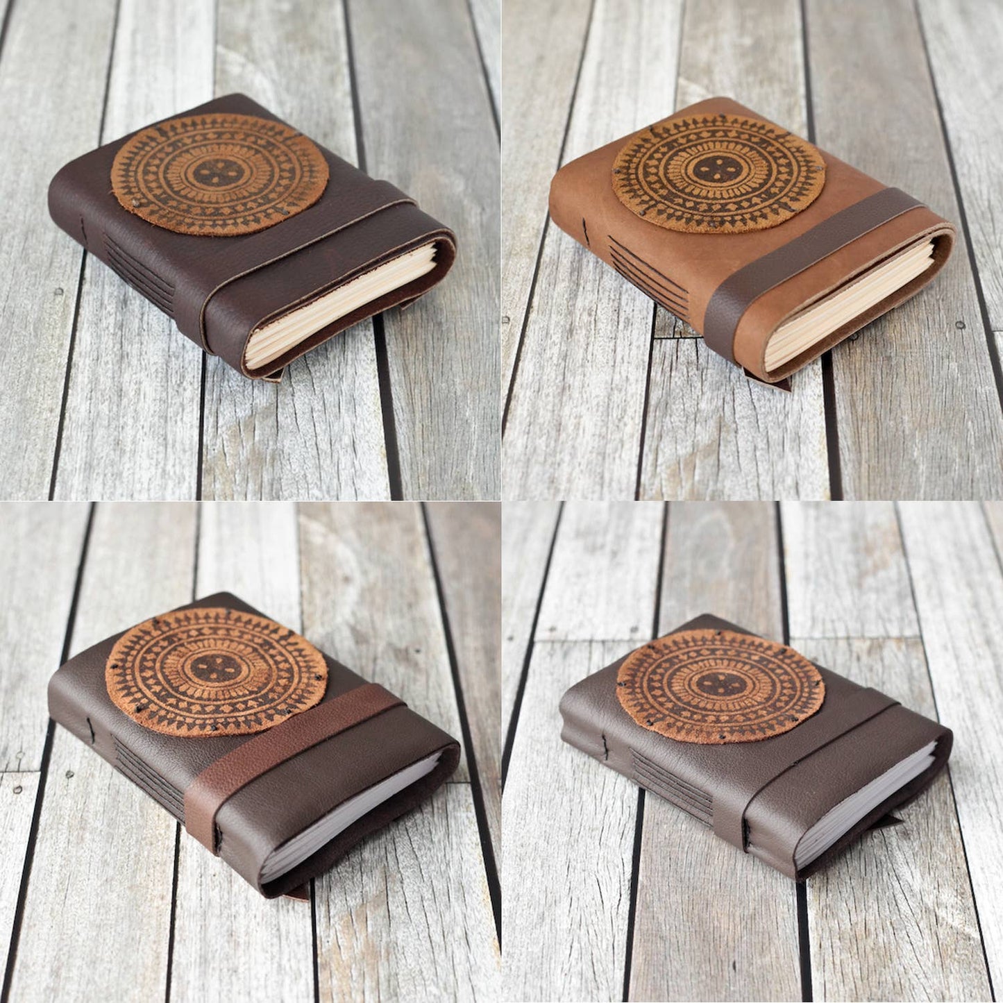 Leather Journal with Mandala Design