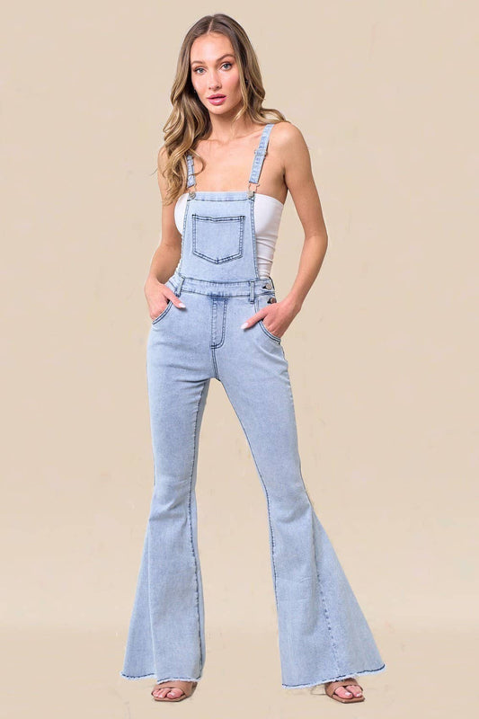BELLBOTTOM DENIM OVERALLS - Light