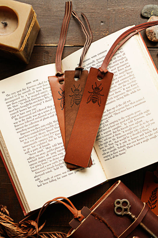 Leather Bookmark - Honey Bee