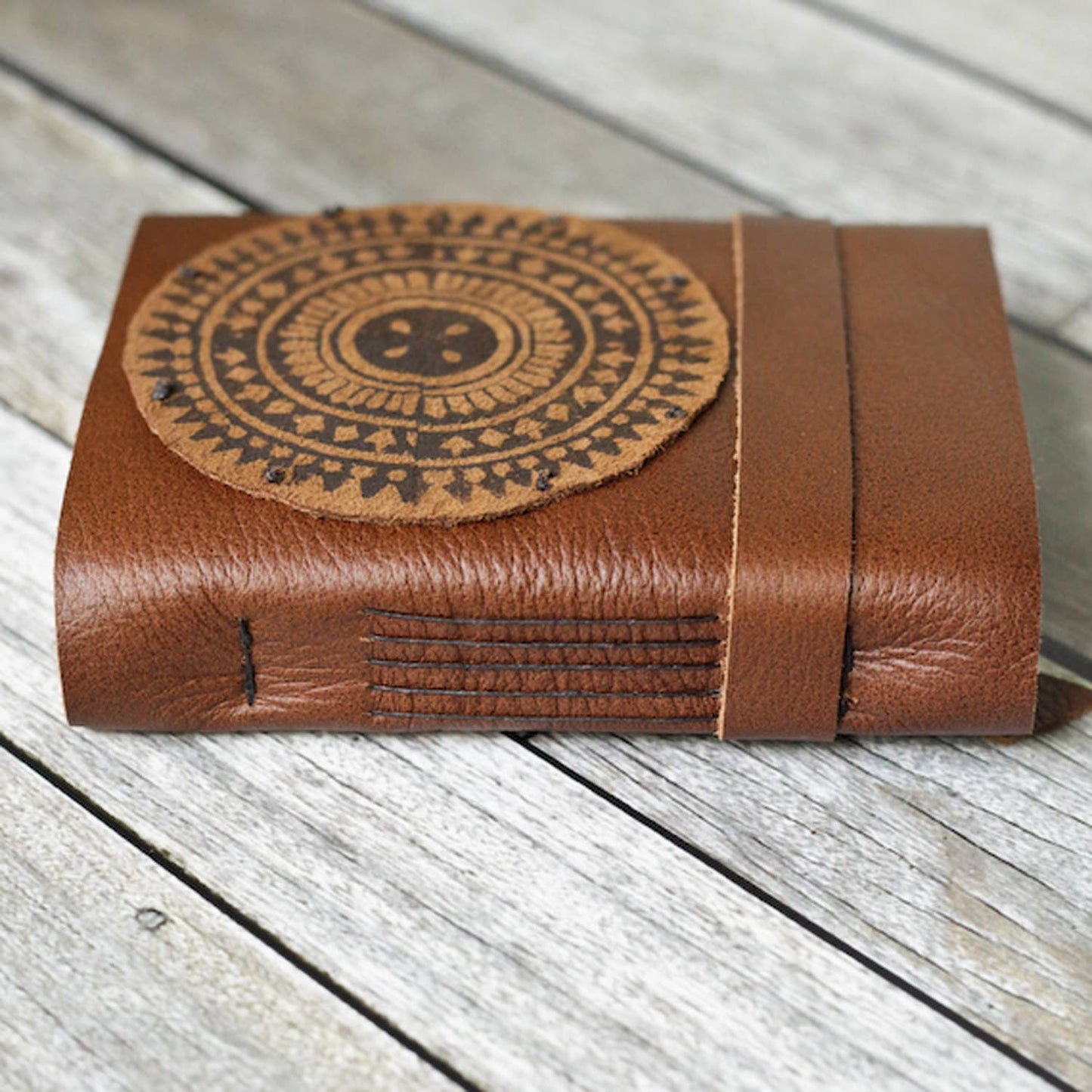 Leather Journal with Mandala Design
