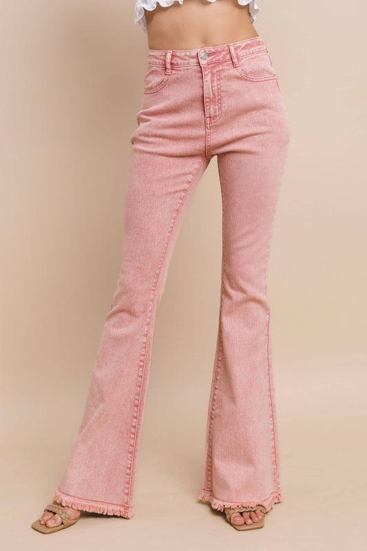 ACID WASHED DENIM FLARES