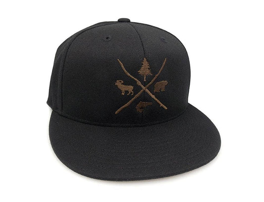 Pine Bear Trout Bighorn Hat: Flat Bill Snapback