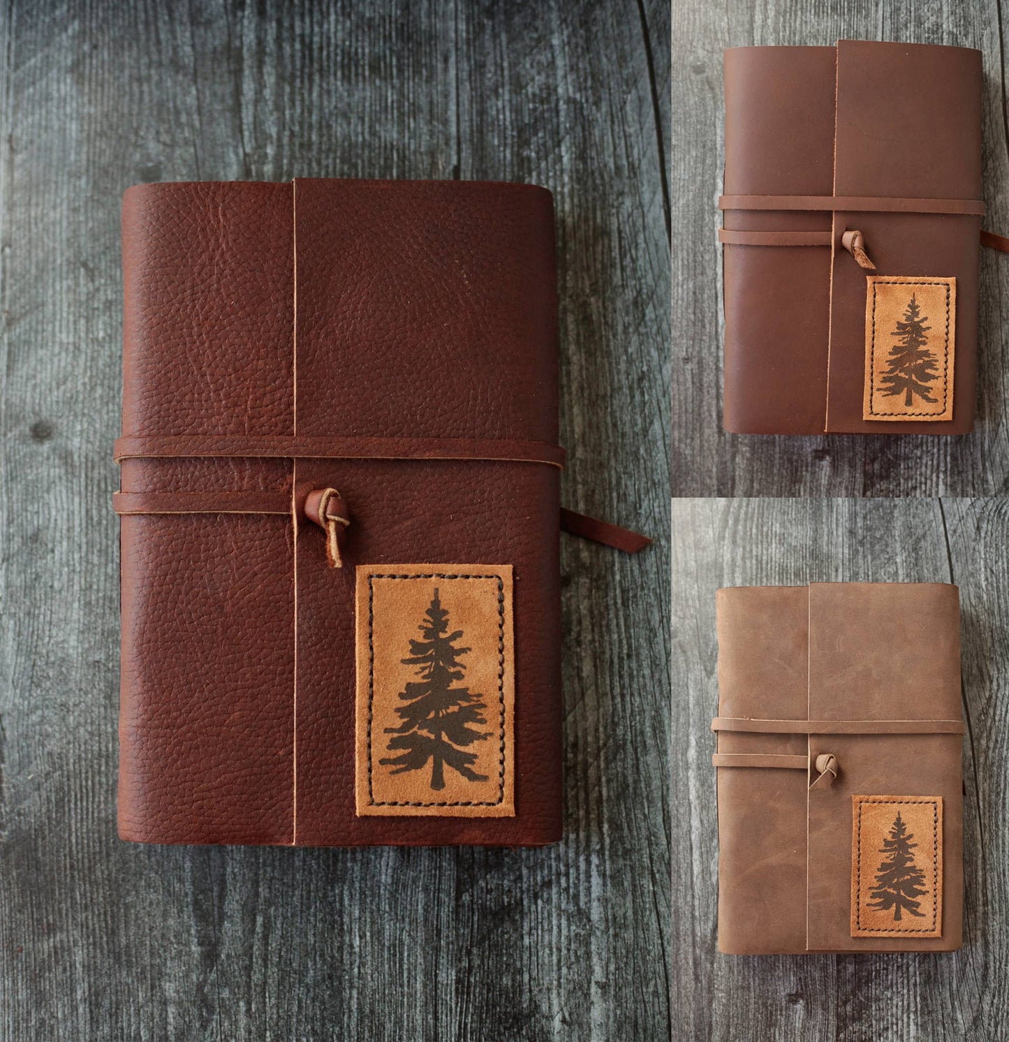 Large Leather Journal with Pine Tree