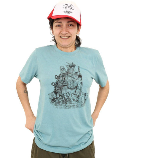 Mountain Goat T Shirt: Heather Blue Lagoon