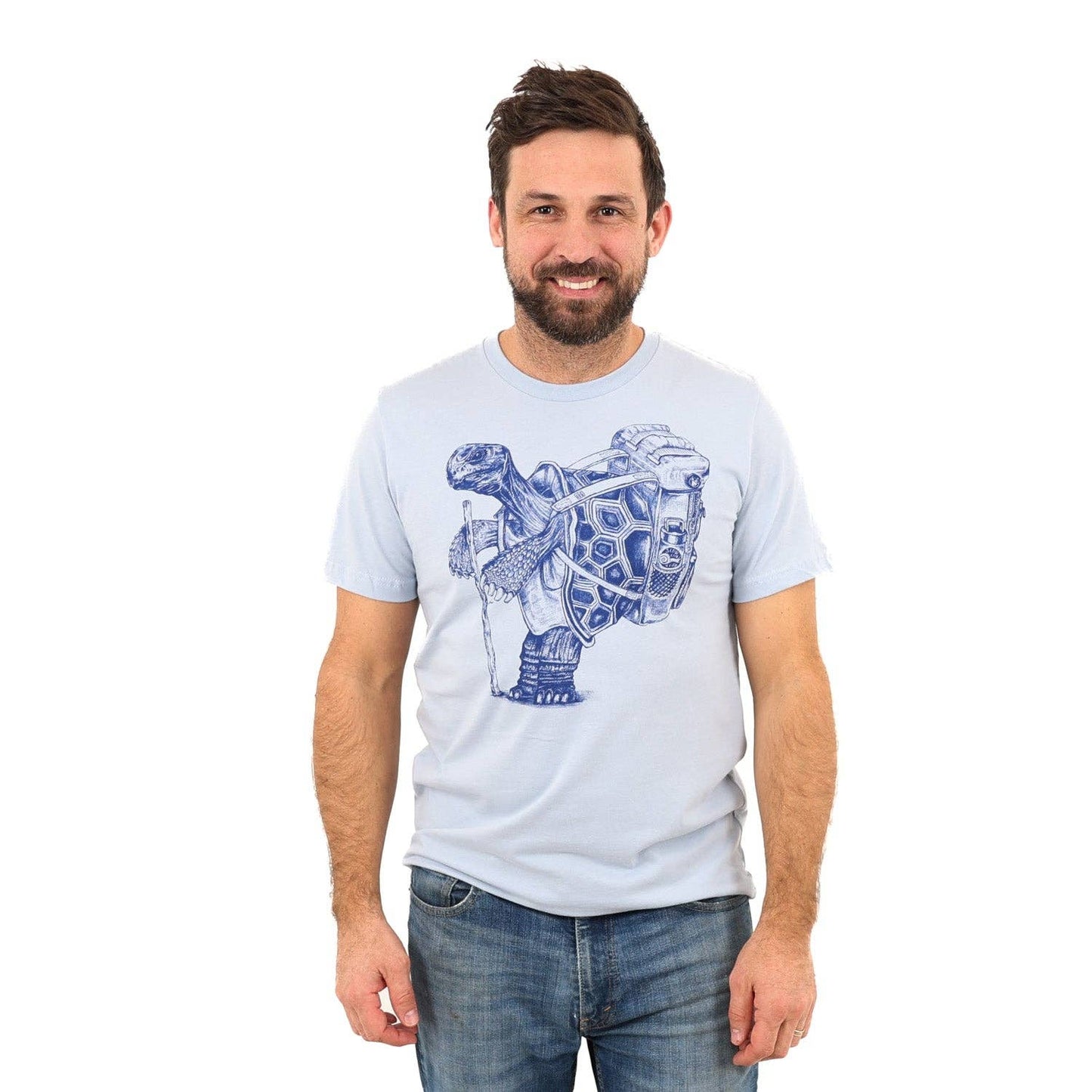 Hiking Tortoise T Shirt: Military Green