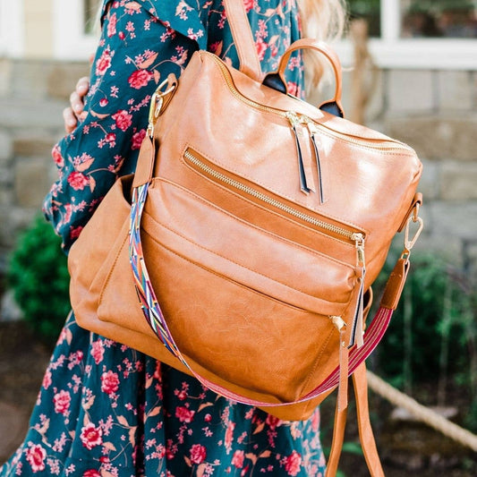 Brielle Convertible Backpack: Camel